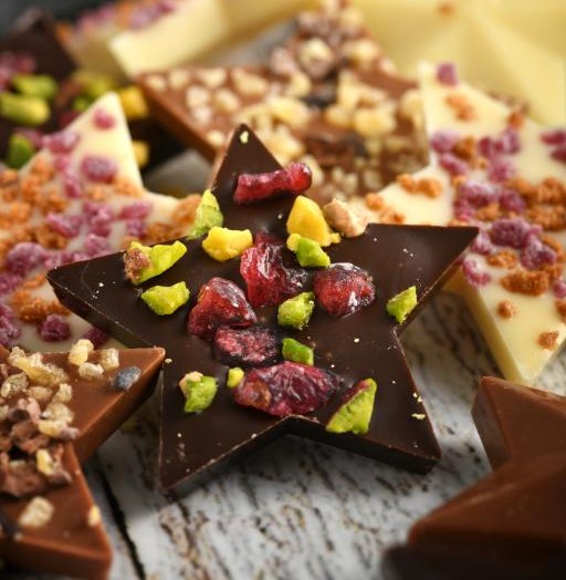 chocolate bars with fruit inclusions